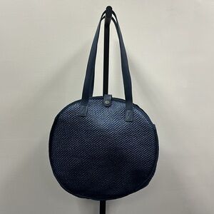 Peter Millar Large Round Woven Tote Blue Colorful Liner Preppy Outdoors Vacation